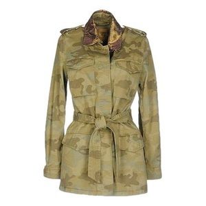 NWT FAY Women's lightweight olive camouflage pattern military style jacket